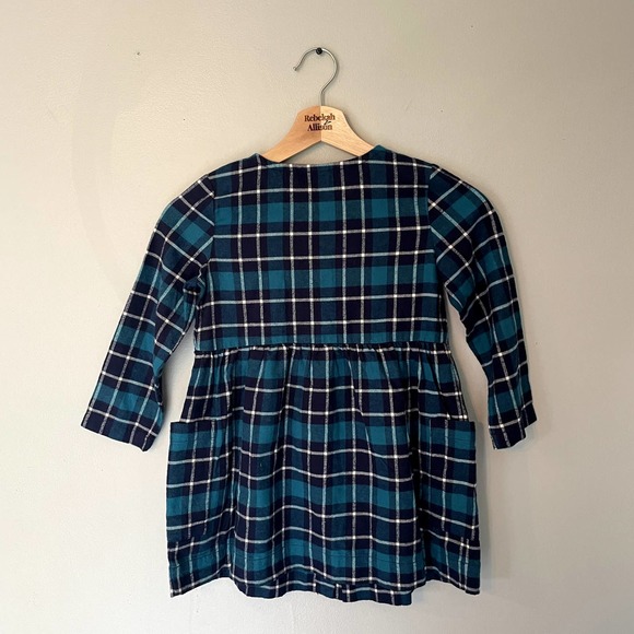 NWT Hanna Andersson Blue/Green Plaid Long Sleeve Dress SZ 5 - Picture 10 of 15